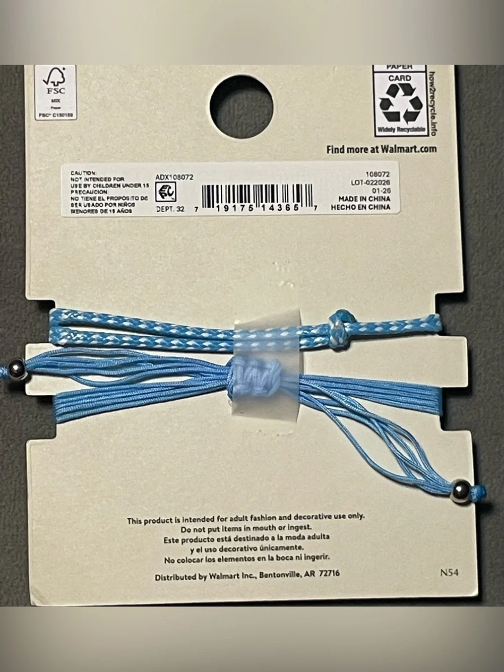 NWT No Boundaries 2 Pc Blue Cord Bracelet Set Silver Tone Heart & Hammered Star